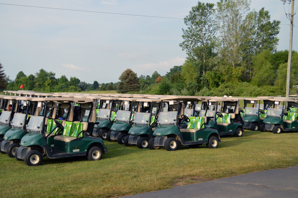 Golf Carts Lined Up Ready To Go