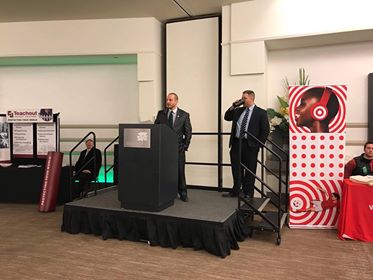 Photo of Tim Homberg speaking at the 2019 Criminal Justice Career Fair