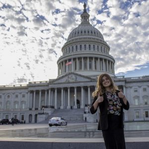 Natalie Hix in front of US Capitol